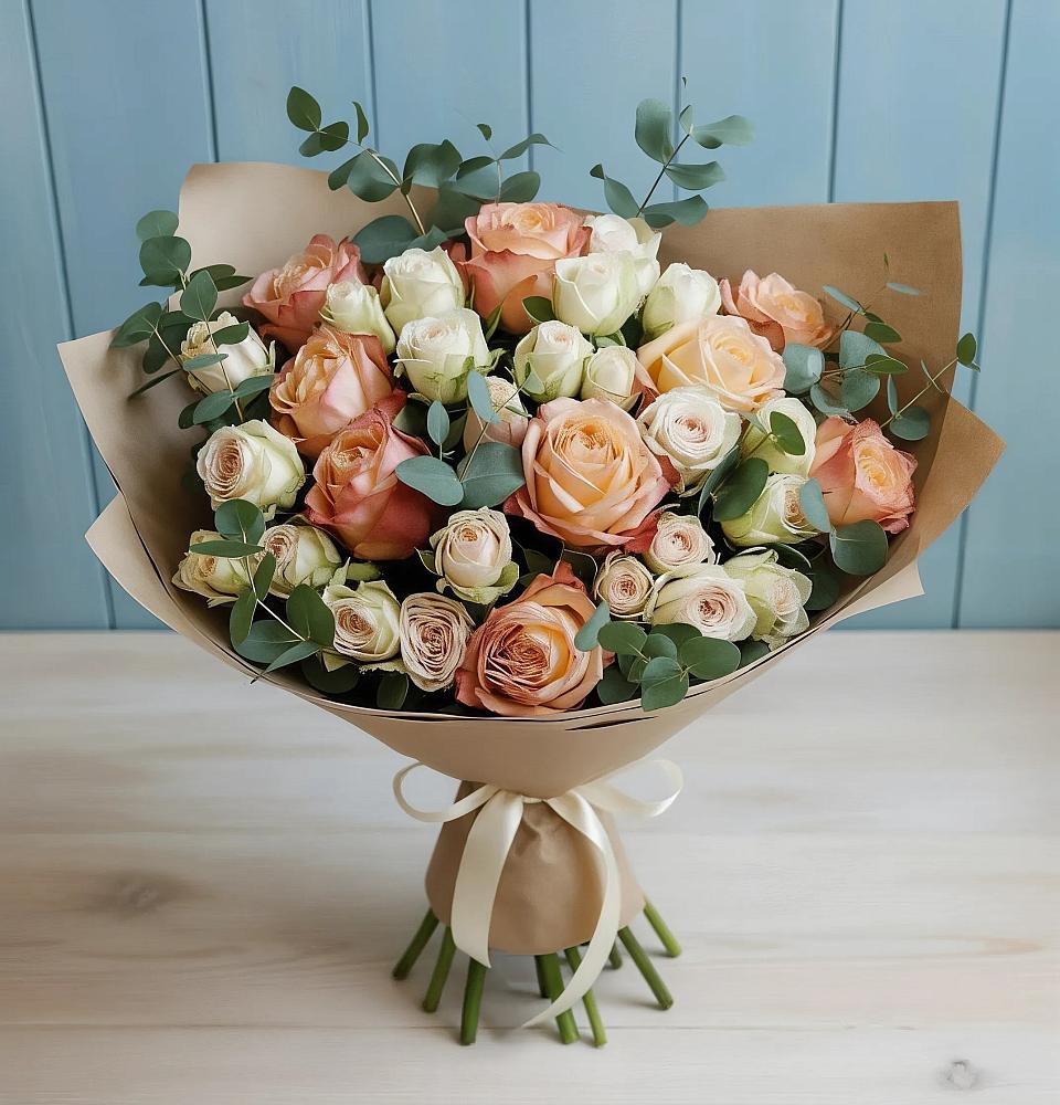 Букет цветов из: Альстромерии и Розы в Южный