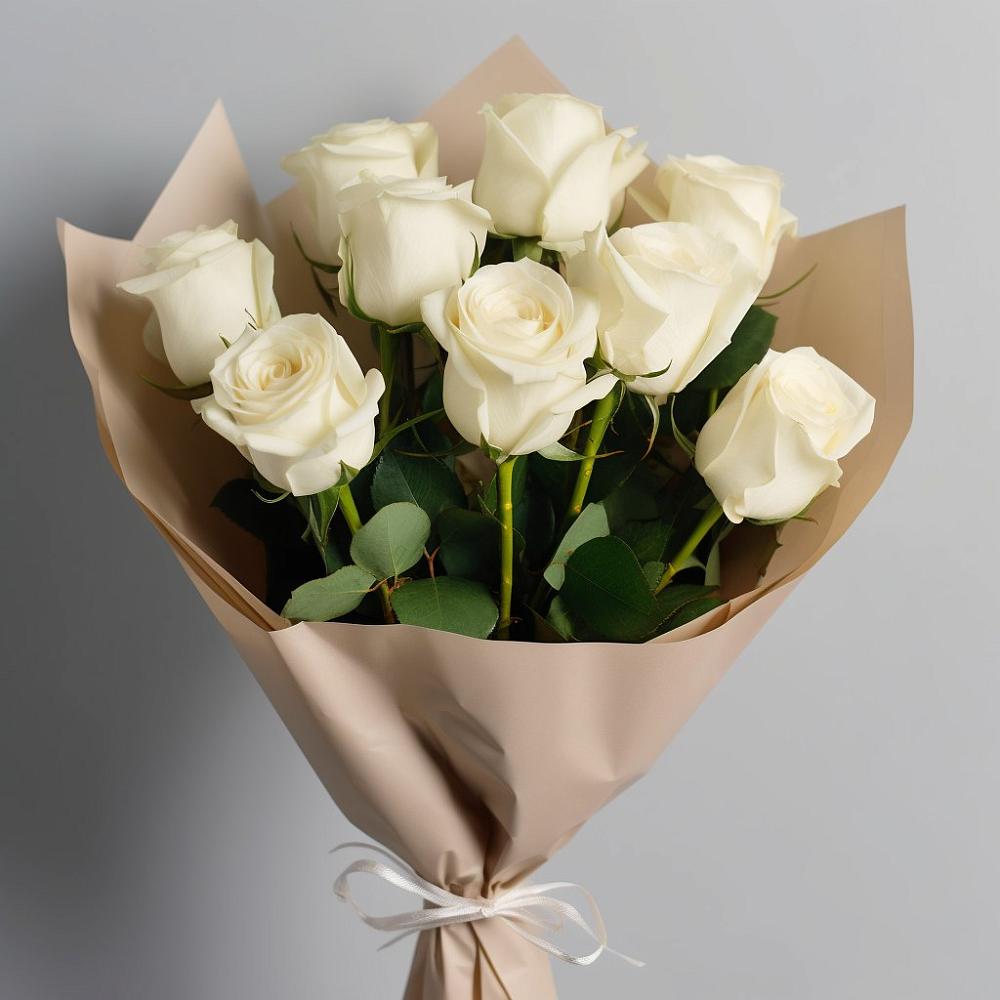 Букет 9 Белых роз Эдлесс Лав в Южный