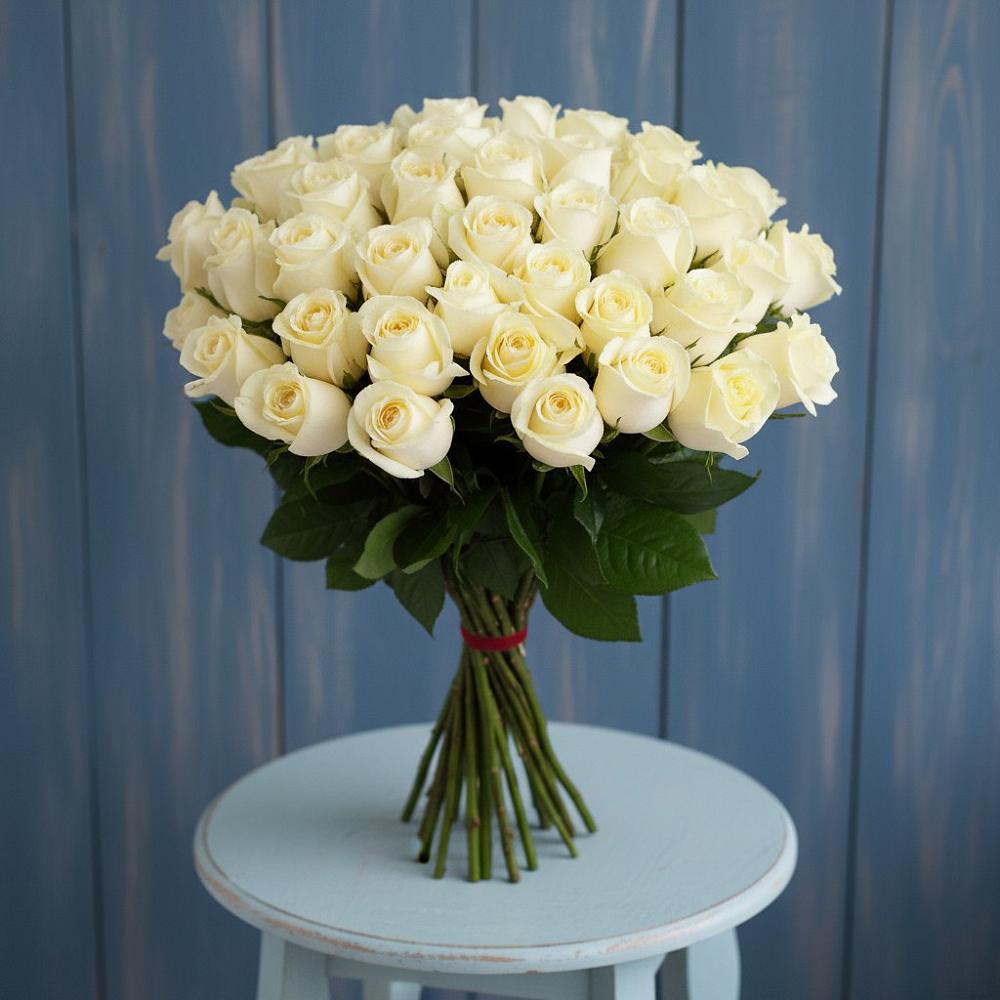 Букет 51 Белая роза Эдлесс Лав в Южный