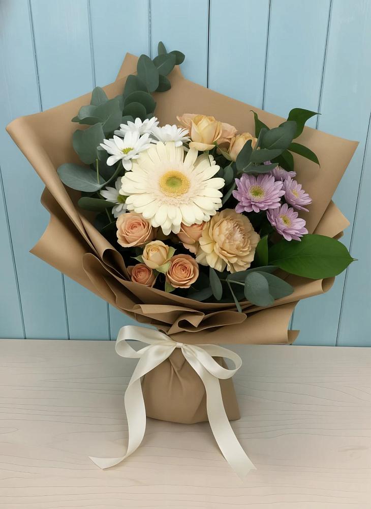 Букет цветов из: Герберы и Хризантемы в Южный