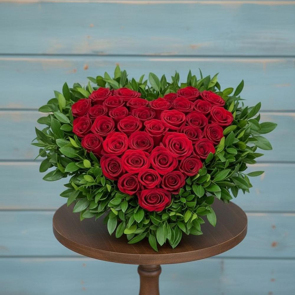 Цветочная композиция из Розы в виде сердца в Южный