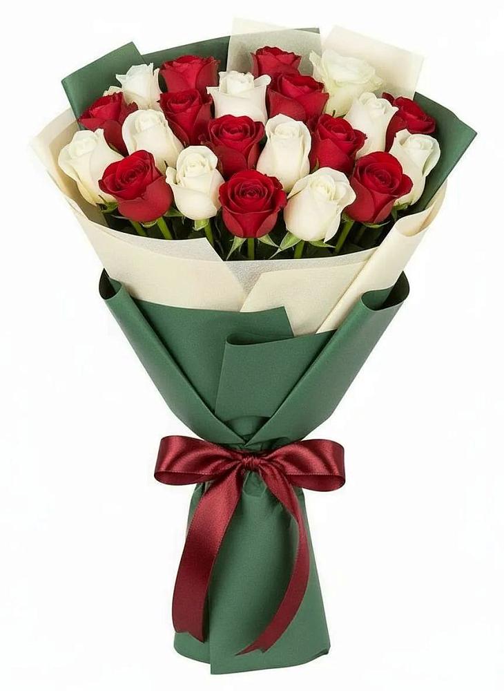 Букет Микс из красных и белых роз в Южный